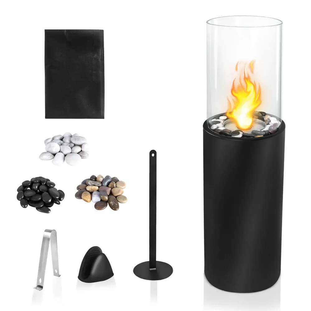 Přenosný bio krb Věž 4 černý 