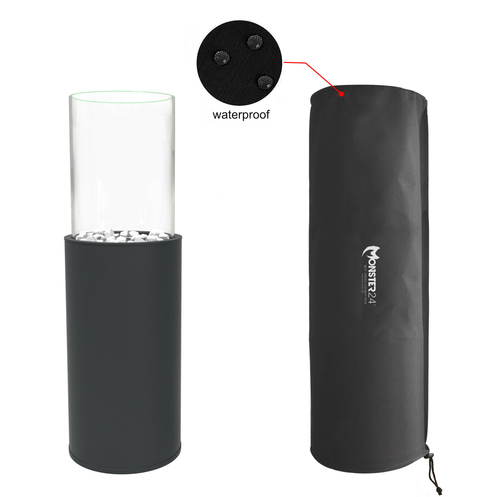 Přenosný bio krb Věž 3 černý 